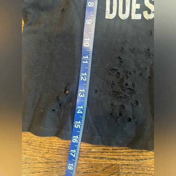 BLACK MOON URBAN OUTFITTERS Distressed Cropped T-Shirt Size Large u0773 - Picture 5 of 9